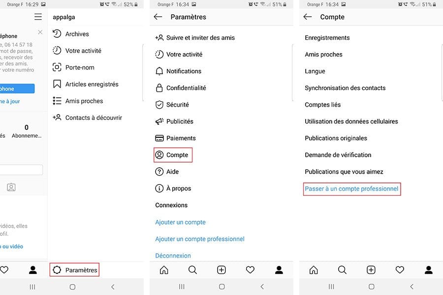 passer facilement profil professionnel instagram