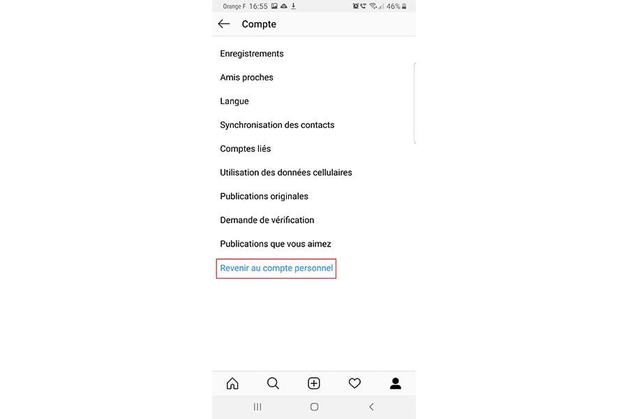comment revenir compte personnel instagram tuto