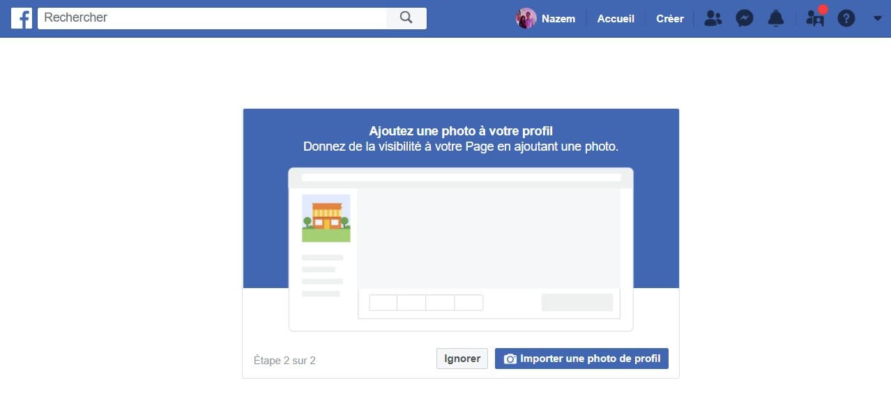ajouter photo profil page professionnelle Facebook