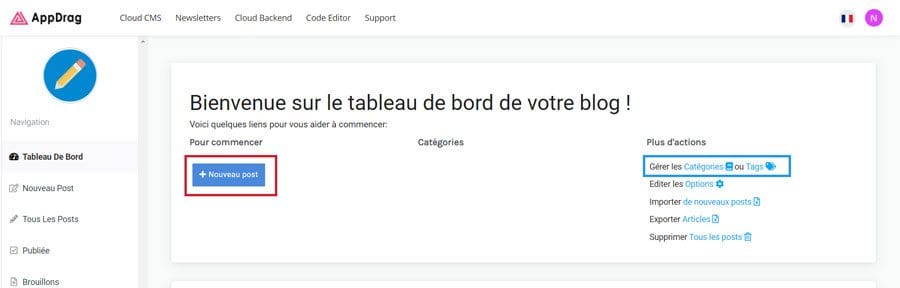 rediger article blog crer categorie tag