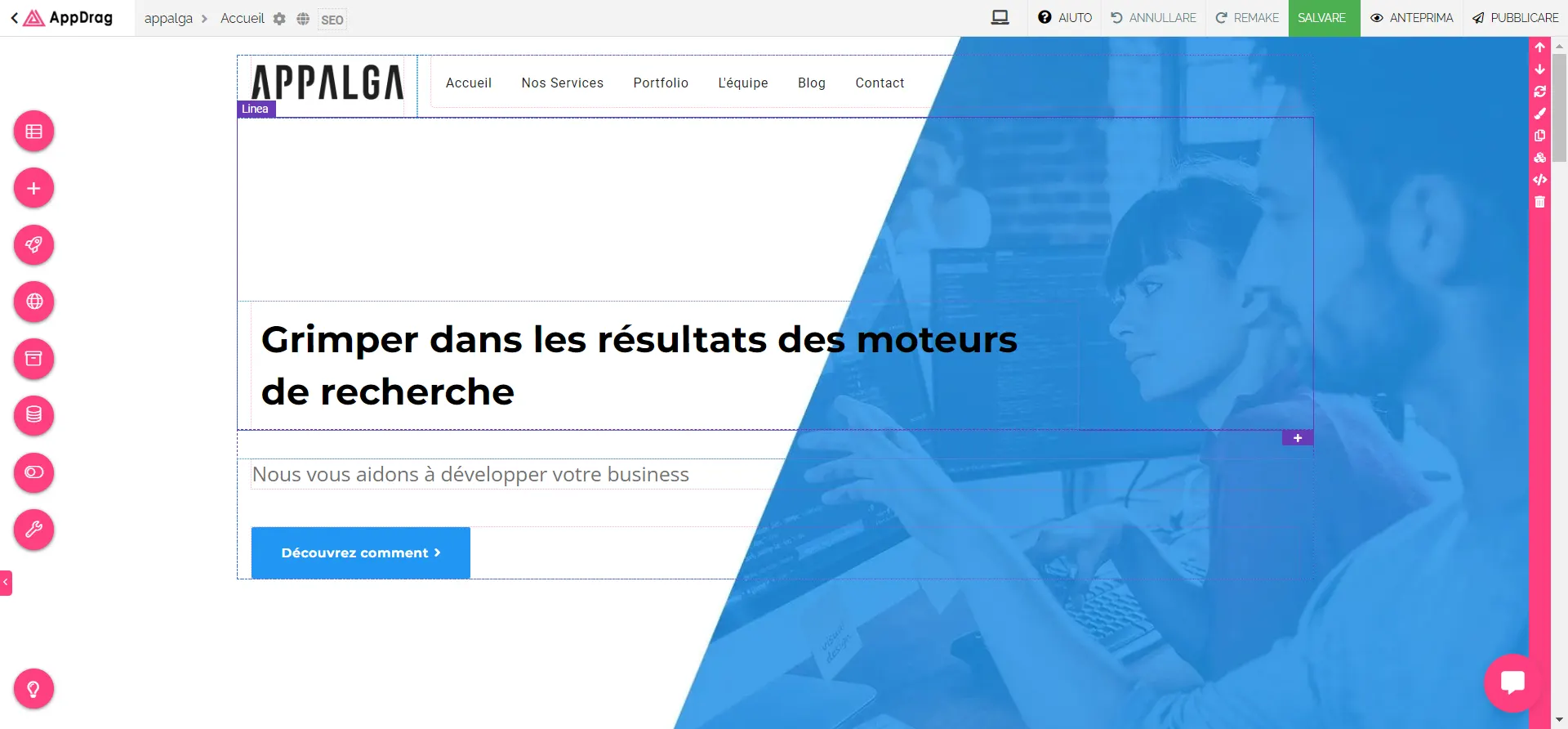 page builder appdrag site internet