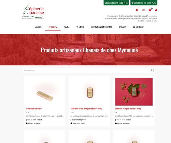 site internet ventes en ligne commerçant epicerie caviste bordeaux